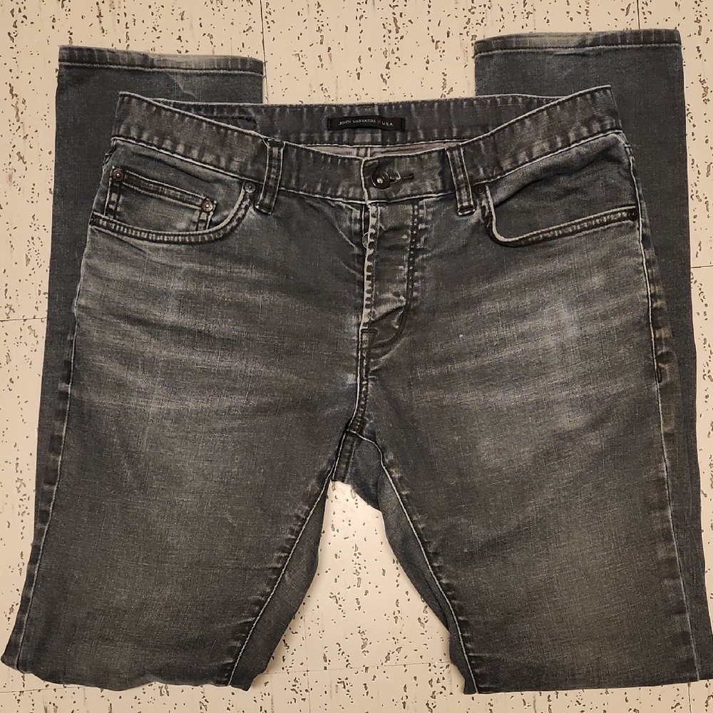 John Varvatos U.s.a Grey Wash Stretch Wight Skinny Tapered Fit Jeans